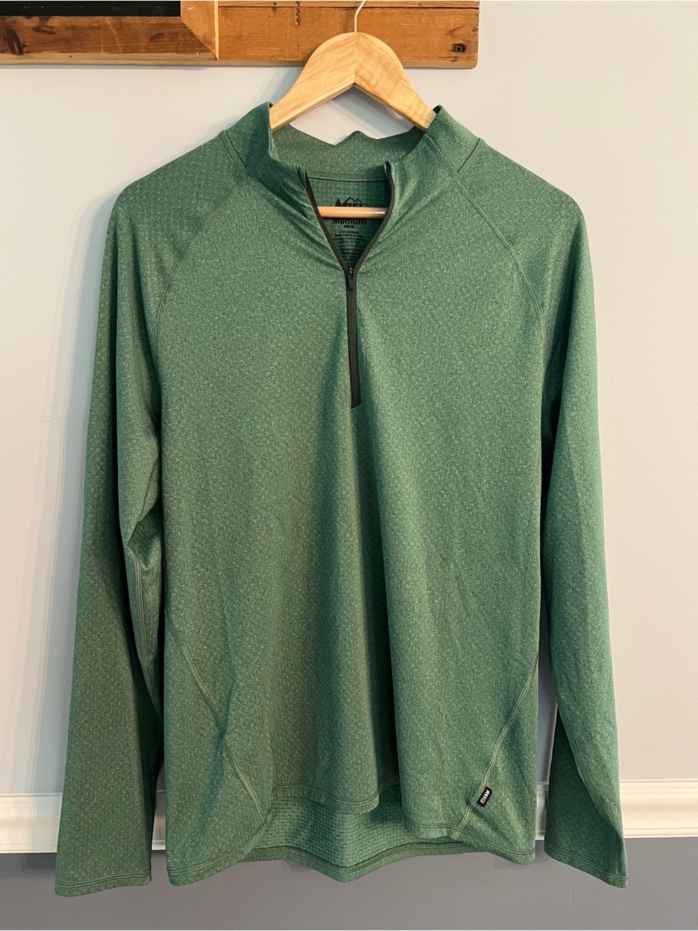 REI Co-op Men’s Quarter Zip Performance Pullover Green Medium